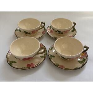 Vintage Franciscan Desert Rose Tea Cups and Saucers USA Made Set of 4 EUC